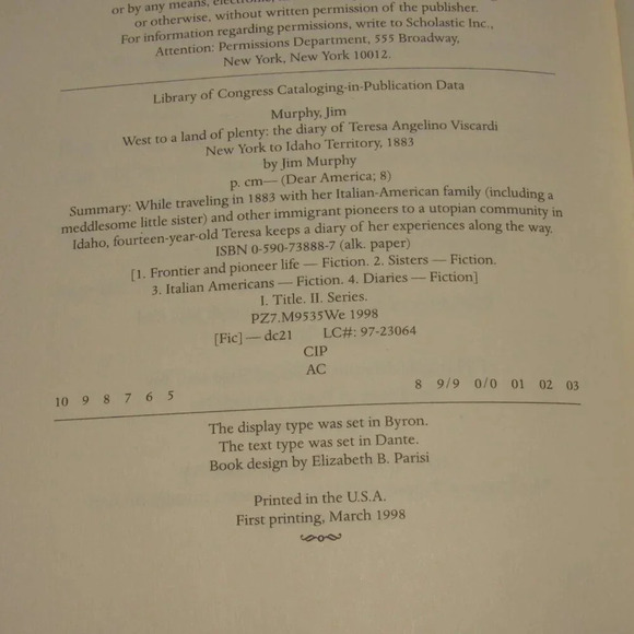 “WEST TO A LAND OF PLENTY” The Diary of Teresa Angelino Viscardi~Dear America - Picture 4 of 4